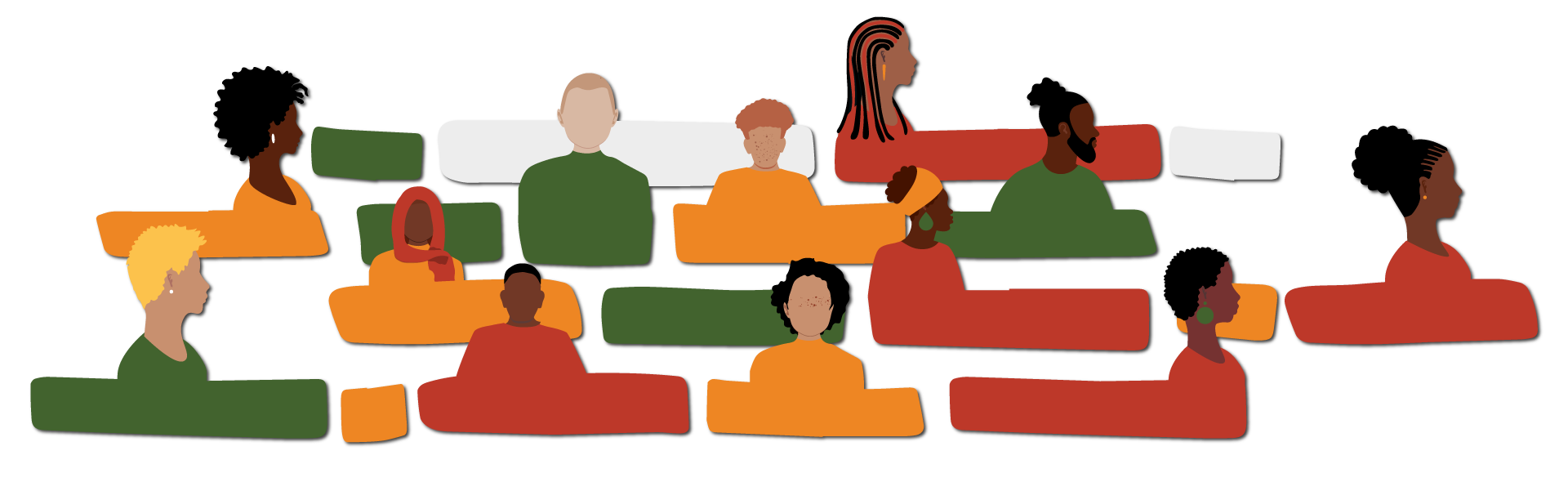 decorative image of people in green, red and gold attire
