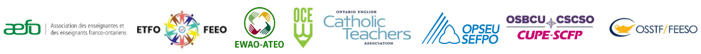 AEFO ETFO EWAO OCE CATHOLIC TEACHERS OPSEU OSBCO OSSTF Logos